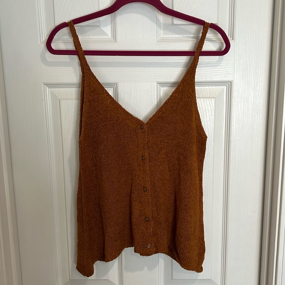Copper brown knit tank top